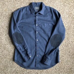 BONOBOS Men UnButton Down Wool Long Sleeve Blue Shirt Medium